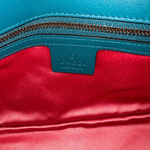 Gucci Marmont Teal Velvet Embellished Bag deer chain limited edition Reindeer - Picture 10 of 13